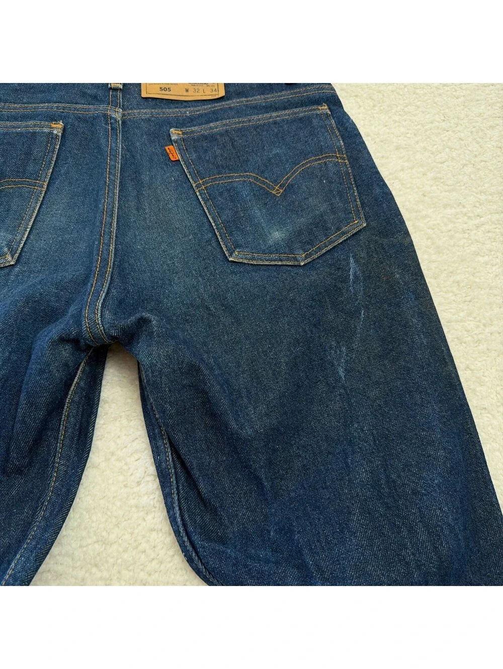 Levis Orange Tab 505 Mens 32x34 Dark Wash Straight Made in USA Vintage Denim